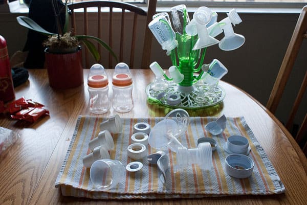breast pump and bottles