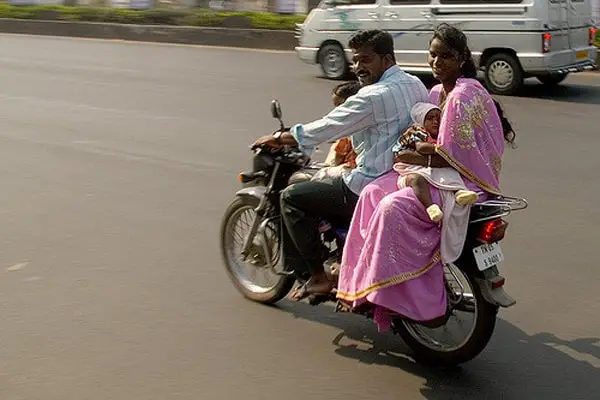 entire family on motorcycle