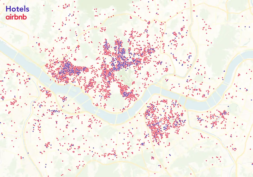 seoul visualized by hotels and airbnb